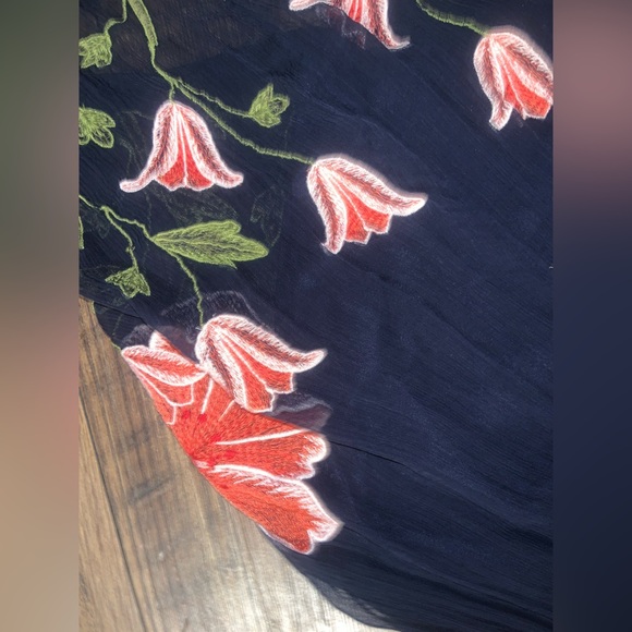 Anthropologie Floreat floral Navy
Blue Embroidered Maxi Dress boho formal fall - Picture 6 of 14